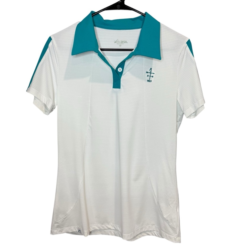Swingdish women’s‎ golf polo in white with teal accents size medium